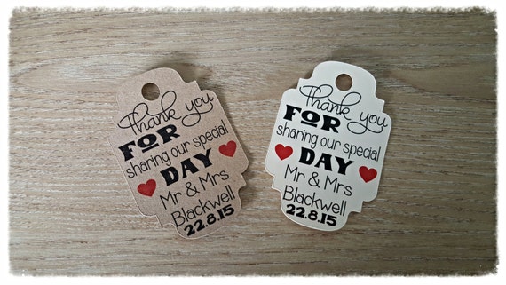 50 vintage, Rustic, Shabby chic style wedding stationery, personalised tags, labels thank you for sharing our day