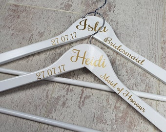bridal hangers, wooden wedding hangers, bridesmaid hangers, wedding dress hanger, bridesmaid gift, maid of honour gift, bridal party gifts