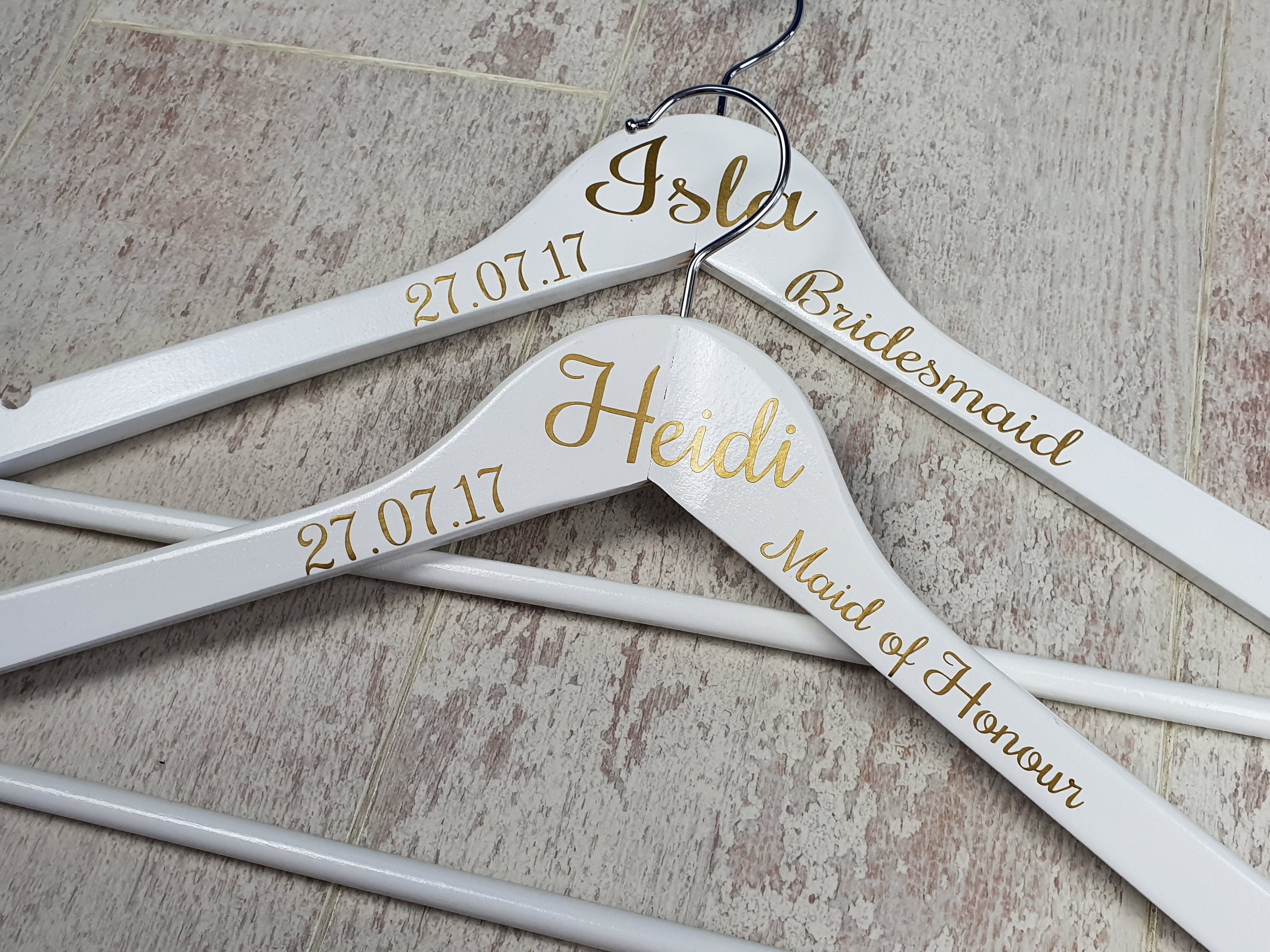 Personalised Wooden Wedding Dress Hangers Bridal party 