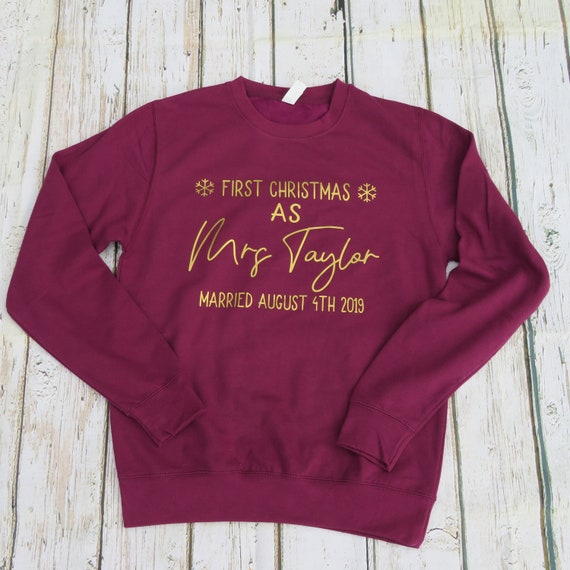 First Christmas as a Mrs Sweatshirt, Newly wed, Wifey Sweatshirt, Christmas jumper, Gifts for her, Personalised Christmas jumper