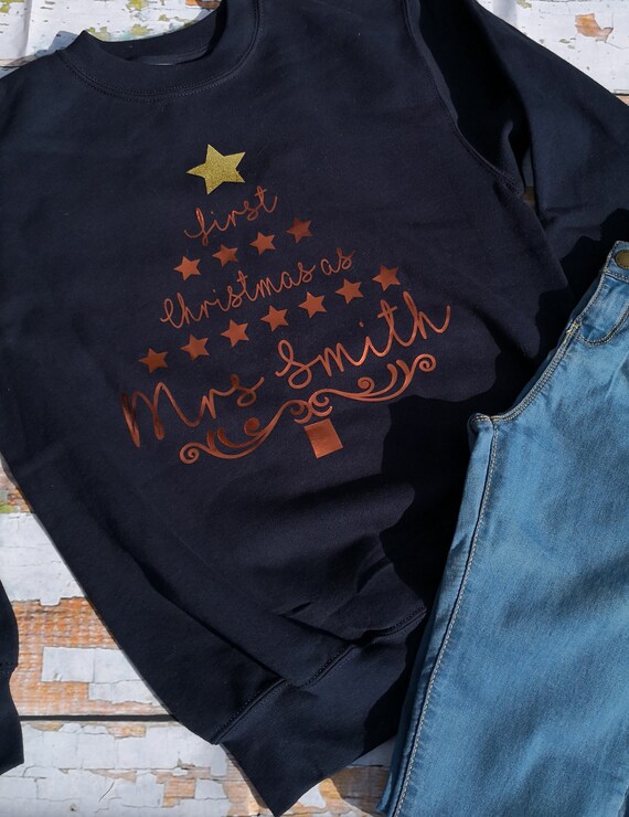 First Christmas as Mrs personalised Christmas jumper, Sweatshirt, Christmas gift, Wife gift, Wedding gifts, Gifts for her, Christmas jumper