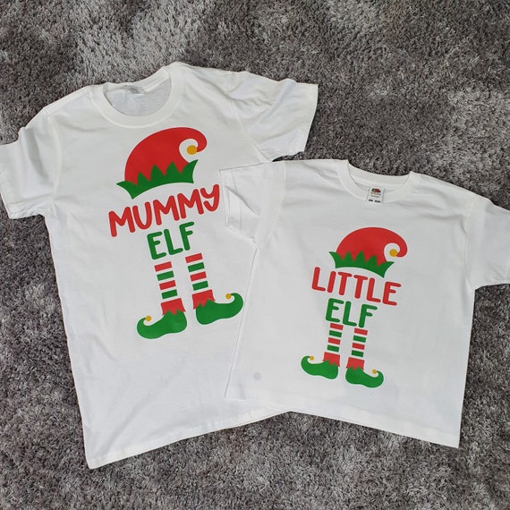 Christmas Elf t-shirts, Matching family t-shirts, Christmas Pyjamas, Personalised elf, Xmas tops, Mummy Elf, Daddy Elf