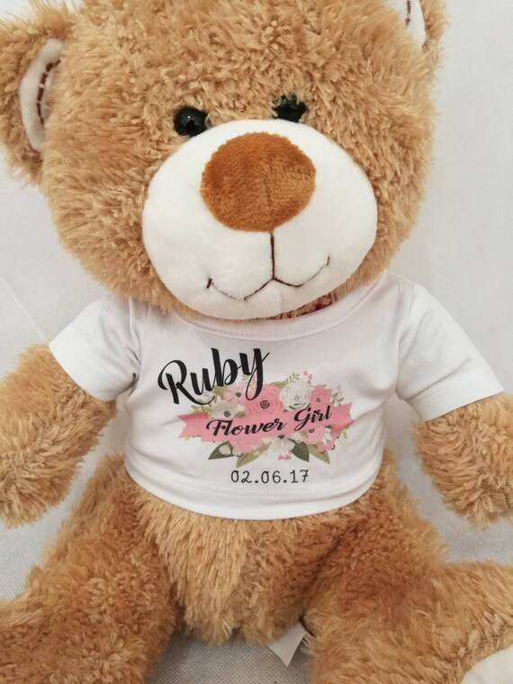 flower girl teddy bear gift personalised