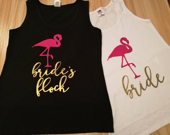 Bride’s flock Flamingo Hen do T-shirts