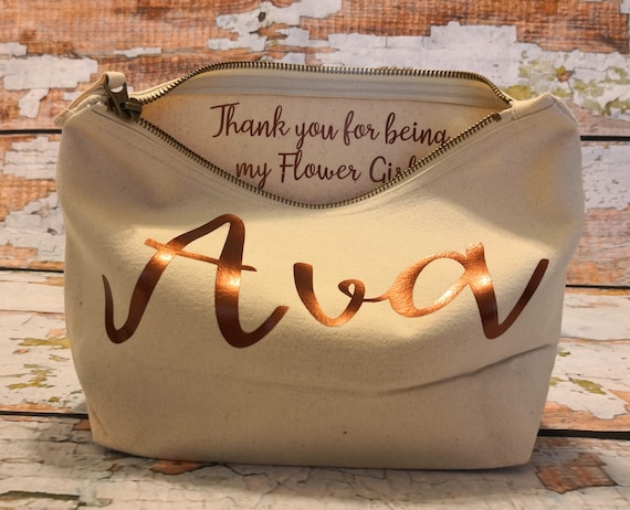 Wedding thank you gift, personalised bridesmaid gift, monogrammed makeup cosmetic bag, bridesmaid gift bag