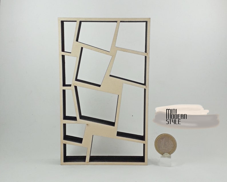 Modern library wood scale 1:12 for doll houses