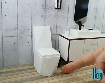 Modern one-piece floor toilet model Diamante in 1:12 scale colorful plastic miniature for dollhouses