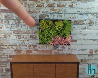 Black rectangular frame with vertical garden in scale 1:12 for dollshouse, unique piece