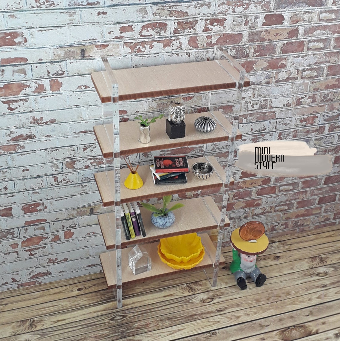 Modern Wood and Plexiglass Bookcase in 112 Scale for Etsy