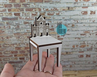 Silla Santa Croce Firenze en MDF revestida a escala 1:12 para casas de muñecas