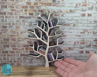 Modern wooden tree library in 1:12 scale for dollshouse