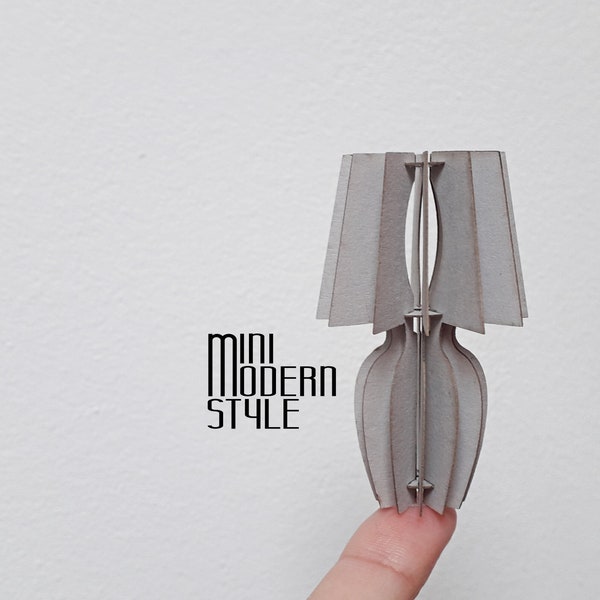 Modern floor lamp in colored cardboard in scale 1:12 for dollshouse