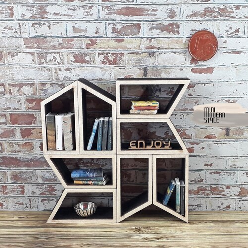 Modern Modular Wooden Bookcase in 112 Scale for Dollhouses Etsy