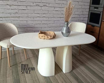 Mesa escultórica bimonolítica de Nolan a escala 1:12 para casas de muñecas.