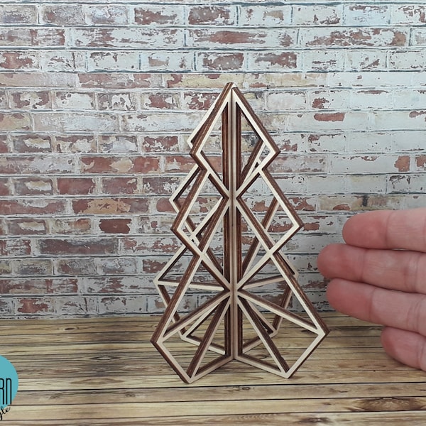 Modern wooden Christmas tree in 1:12 scale for dollhouses