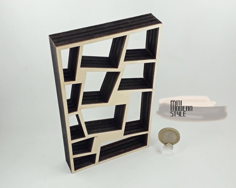 Modern library wood scale 1:12 for doll houses