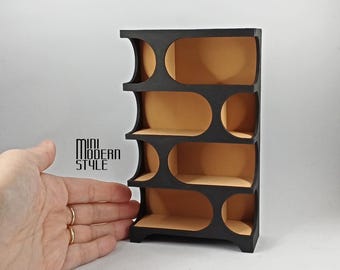 Modern Phil model colored wood bookcase in 1:12 scale for dollhouses