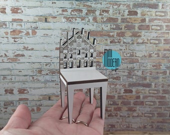 Silla catedral de Milán de MDF de colores a escala 1:12 para casas de muñecas