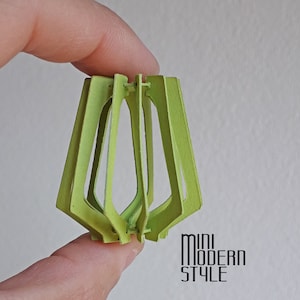 Pair of modern hanging chandeliers made of colored cardboard in 1:12 scale for dollhouse