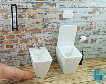 Modern floor-standing bidet model Hylda in 1:12 scale colorful plastic miniature for dollhouses