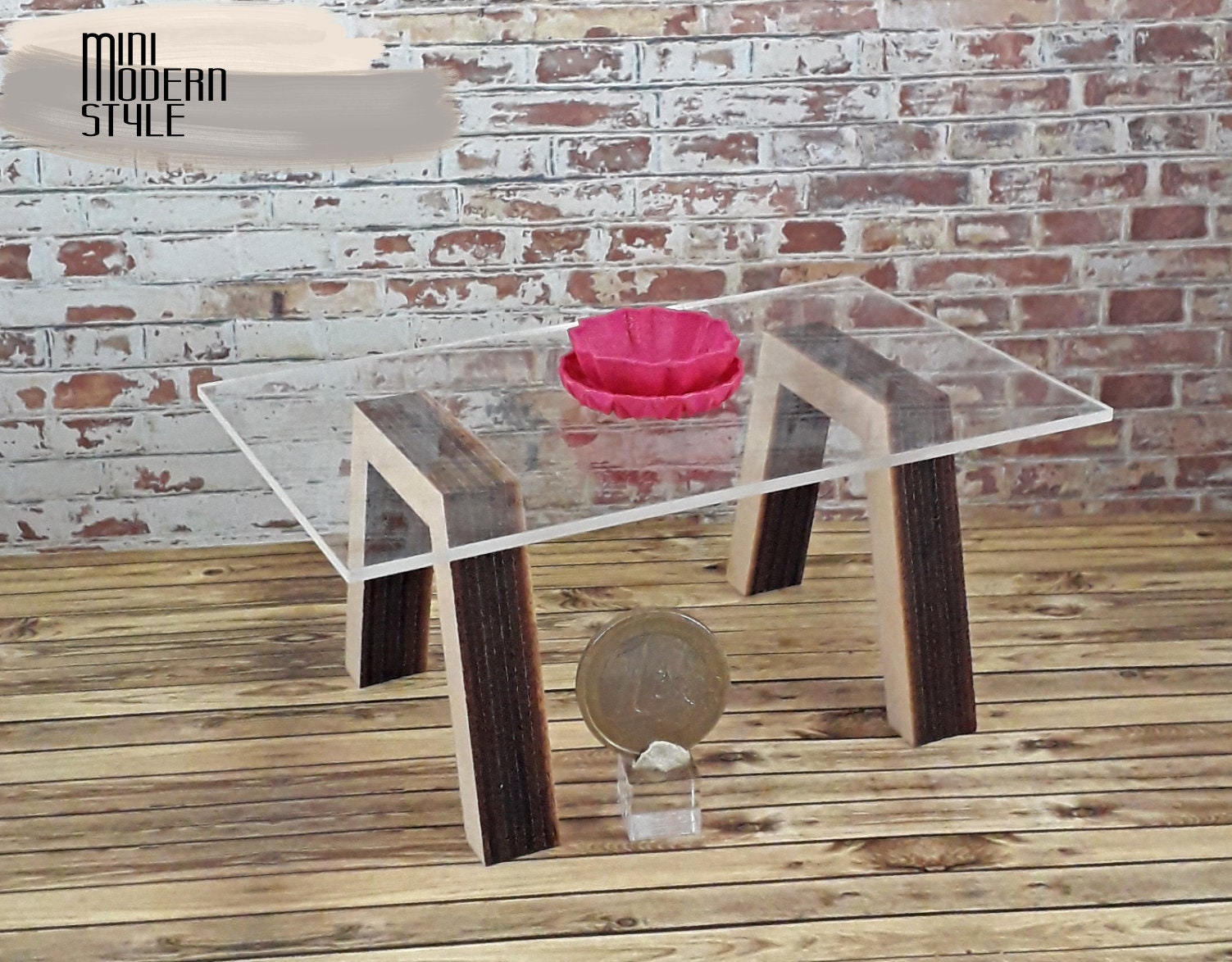 Tables with wooden legs and trasparent plexiglass top in 112 Etsy