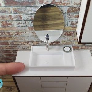 Modernes rechteckiges Badezimmer-Waschbecken-Modell Hylda Miniatur, farbiger Kunststoff, Maßstab 1:12, für Puppenhaus