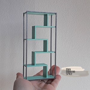 Modern wood bookcase with 1:12 scale for dollhouses