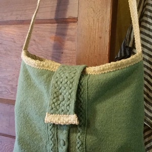 Shoulder bag made from repurposed sweater