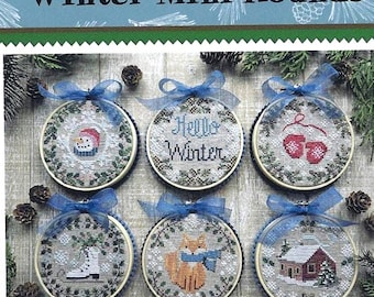 Set of 6 Winter Mini-Rounds Cross Stitch Pattern