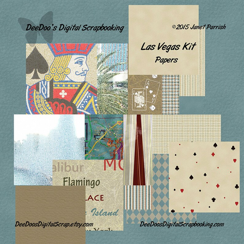 Las Vegas Digital Scrapbook Kit Las Vegas themed papers and Etsy