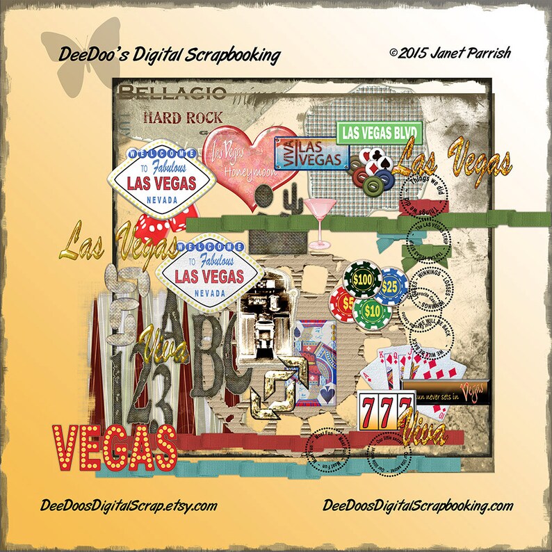 Las Vegas Digital Scrapbook Kit Las Vegas themed papers and Etsy