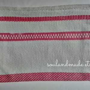 Handtasche, Baumwolle, Loom, wollweiß, rot, handgefärbt, gefüttert, mit Reißverschluss, bequem, originell, einzigartig,