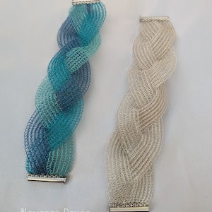 Plait wire crochet bracelet / Wire crochet jewellery /Silver plated copper wire / Gift for her/ Birthday gift