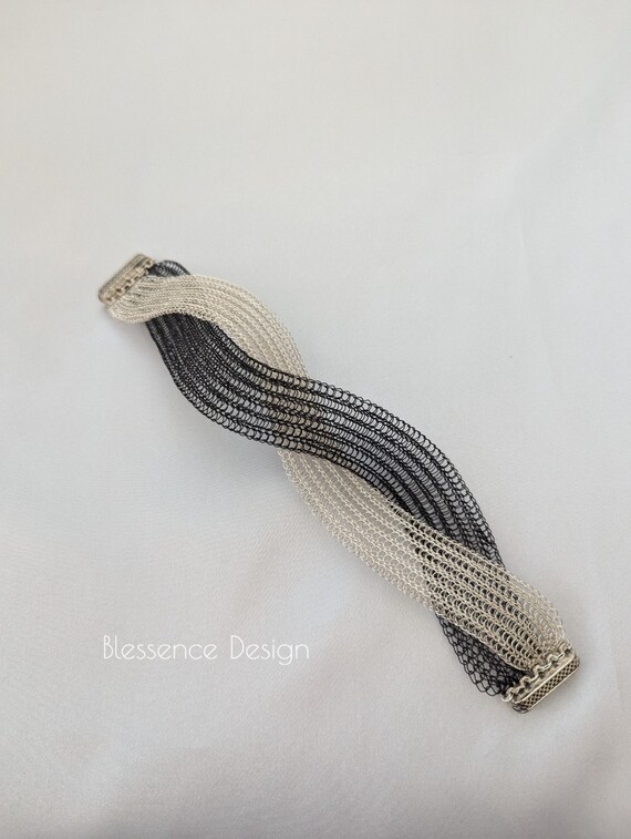 Black and Silver Wire Crochet Bracelet Wire Crochet Jewellery