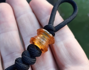 Original Ultem Lanyard bead, hand-turned from Transparent Ultem U1000 | Cylinder shape with grooves | 0.5" or 13mm high & 6mm hole