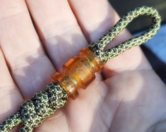 Classic Ultem Lanyard bead, hand-turned from Transparent Ultem U1000 | Cylinder shape with double groove | 0.75" or 20mm high & 6mm hole