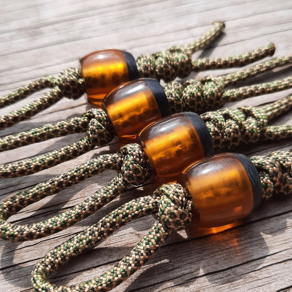 Ultem/Kohlefaser Lanyard Perle auf geknüpftem 550 Paracord | Luxus Jeden Tag tragen Messerperlen, hochglanzpolierte transparente edc Fidget