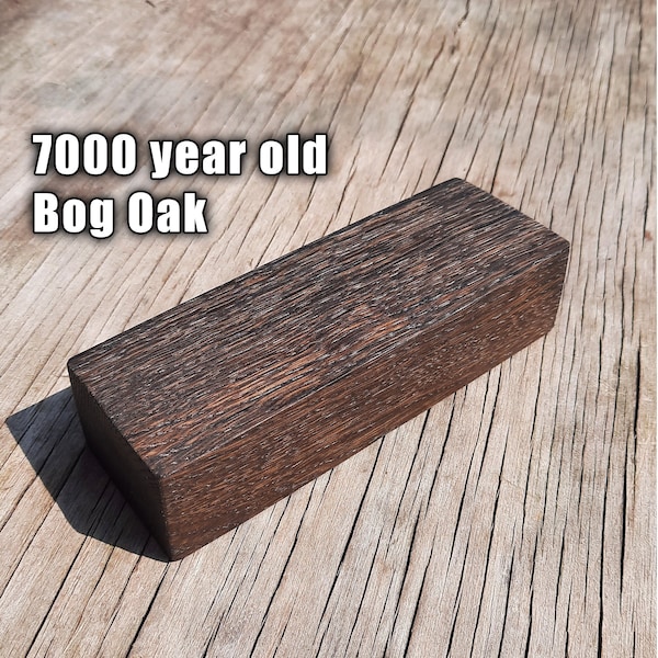 Chêne des marais, bloc stabilisé de 7 000 ans pour la fabrication de couteaux/manches de couteaux ou travaux manuels | Taille XL : 5,5 x 1 7/8 x 1,25 po.
