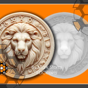 Design do signo do zodíaco de Leão para gravação a laser 3D e STL para impressão 3D | Símbolo artístico do líder criativo confiante | Mapa de altura exclusivo Lightburn