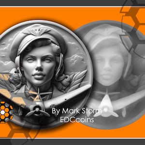 WW2 Stewardess Höhenkarte für 3d Faserlaser Gravur | Herunterladbare PNG Datei mit einem Retro Flugzeug mit klassischem patriotischen Thema
