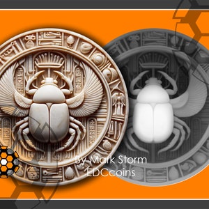 Hoogtekaart Mestkeveramulet voor 3D-lasergravure | Eeuwig leven Symbool munt | DIY-afbeeldingen van hoge kwaliteit voor Lightburn en EZCAD