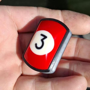 Original Pool Ball No. 3 Inlay Fidget Slider | Red Billiard ball inlays | Glow in the dark filament | Silent 3-clicks haptic EDC toy