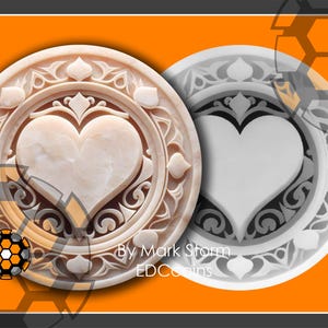 Herz symbol der Liebe 3D Laser Gravur Datei Design | Digitale herunterladbare Höhenkarte | PNG Dateien für Faserlaser 30W-100W in Lightburn