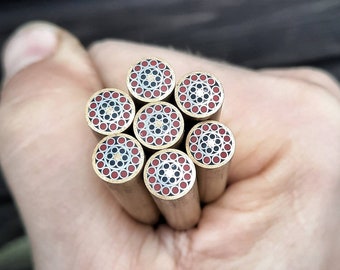 8mm Brass Mosaic Pin – Red Dot Knife Handle Scale Fastener