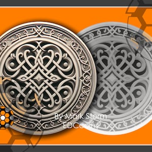 Vikingknoopmunt voor 3D-lasergravure met hoogtekaart | Vikingsymbool voor eeuwig leven en wijsheid | Hoge kwaliteit afbeelding voor Lightburn