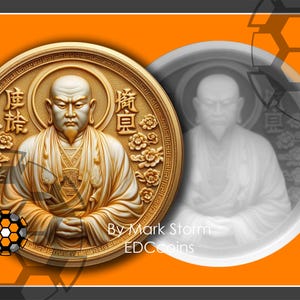 Chinesischer Mönch 3d Lasergravur mit Höhenkarte | Digitaler Reichtum Wohlstandssymbol | Hochwertige DIY Bilder Lightburn und EZ CAD