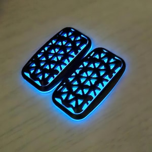 Deslizador antiestrés GITD azul "Kaleido" / filamento PLA camaleón multicolor / Juguete EDC háptico de 3 clics con sonido crujiente / Brilla en la oscuridad