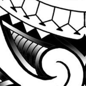 Polynesian forearm tattoo with spearheads and koru curls, high quality downloadable PDF & JPG- files
