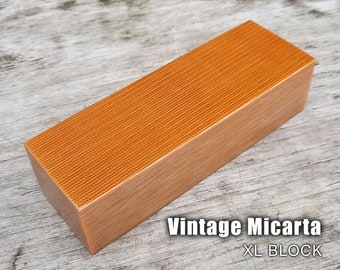 Large block of Original 1970s butterscotch vintage canvas micarta for knifemaking / knifehandles or diy crafts | XL Size:  5 7/8 x 2 x 1.5"