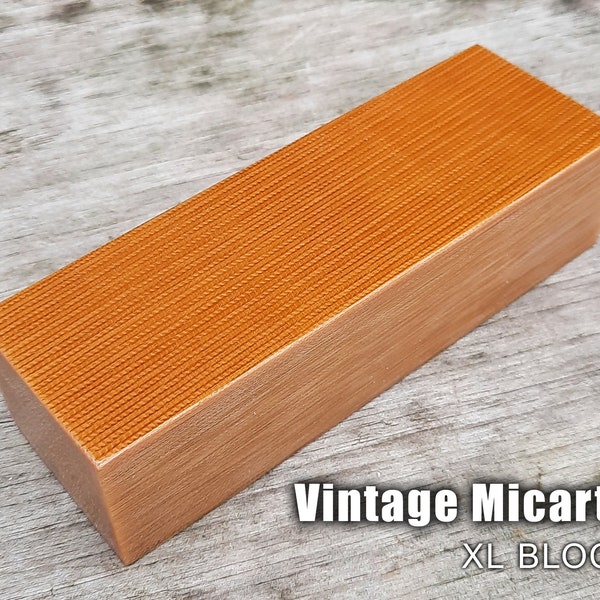 Large block of Original 1970s butterscotch vintage canvas micarta for knifemaking / knifehandles or diy crafts | XL Size:  5 7/8 x 2 x 1.5"